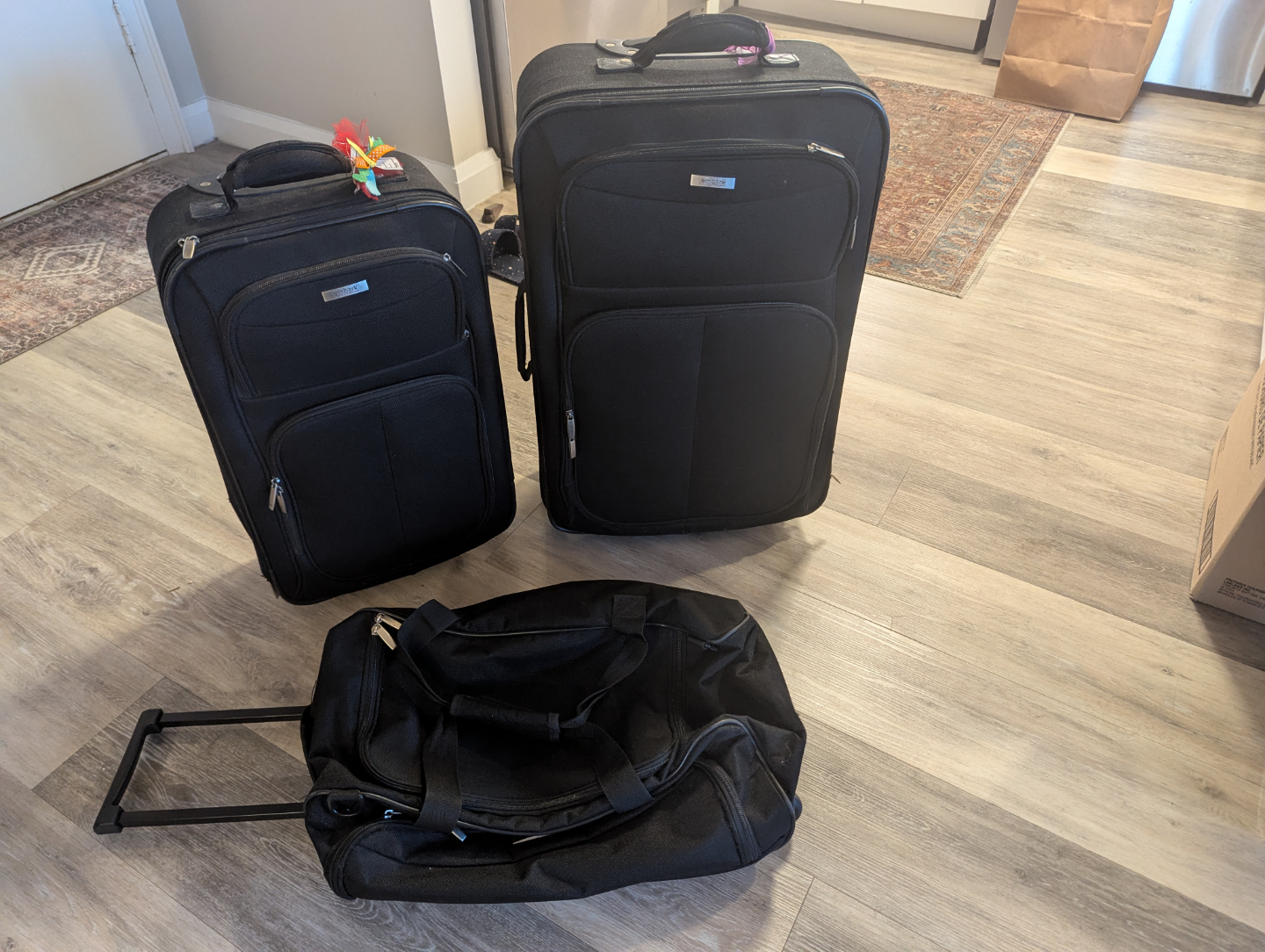 Set of 3 Black Rolling Luggage