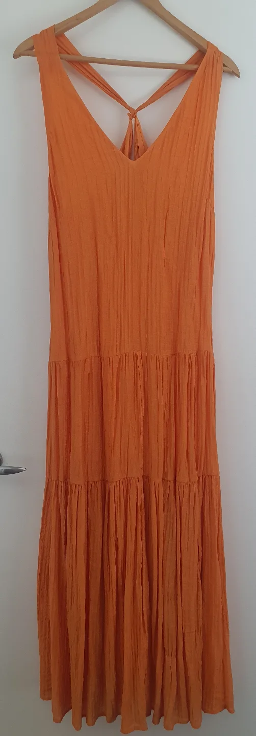Mango Orange tiered summer dress - size XL thumbnail