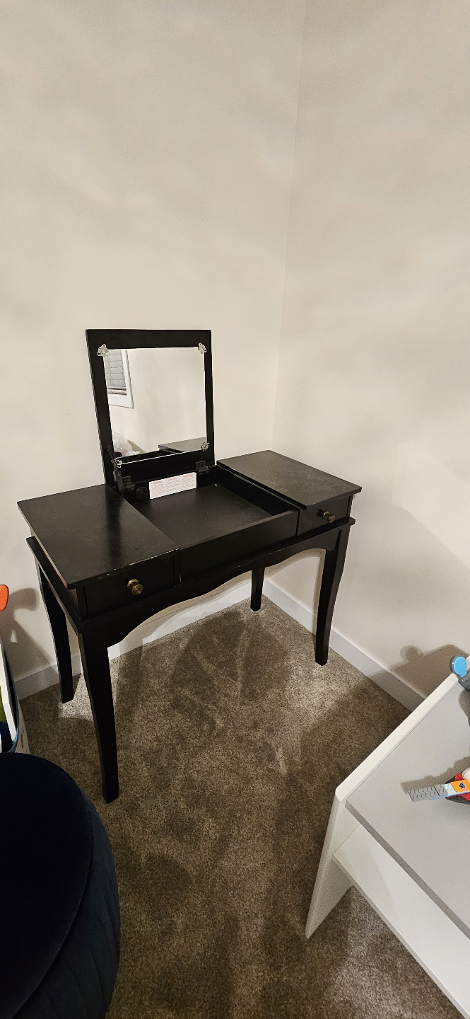 Black Vanity Desk with Mirror - photo 2