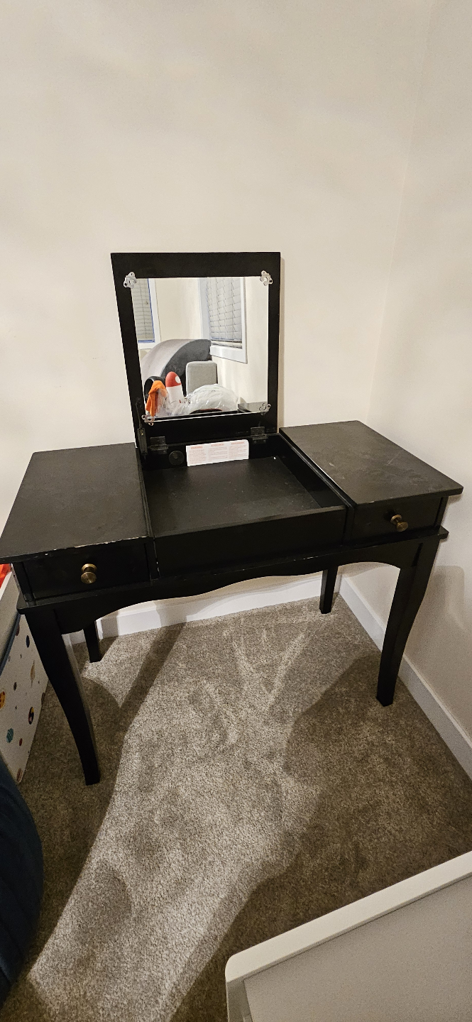 Black Vanity Desk with Mirror - photo 3