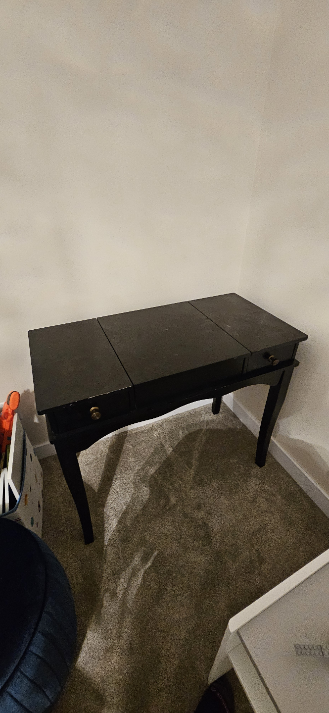 Black Vanity Desk with Mirror - photo 4