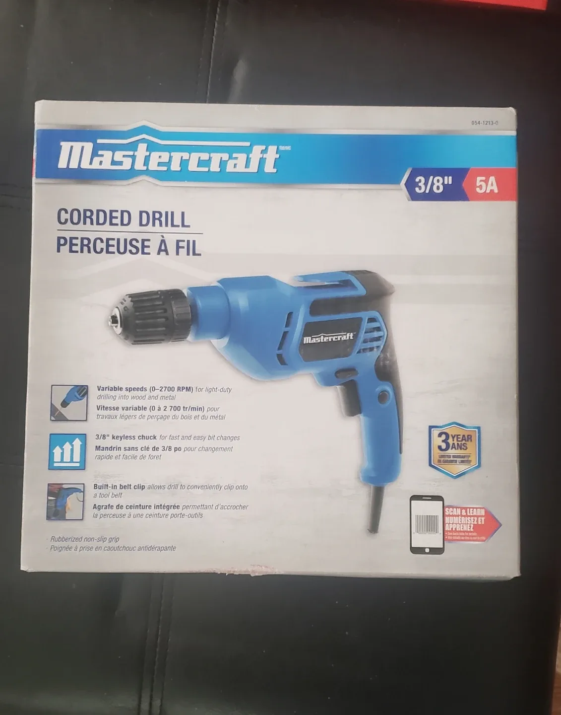 Mastercraft Corded Drill - 3/8" - 5A - New in Box