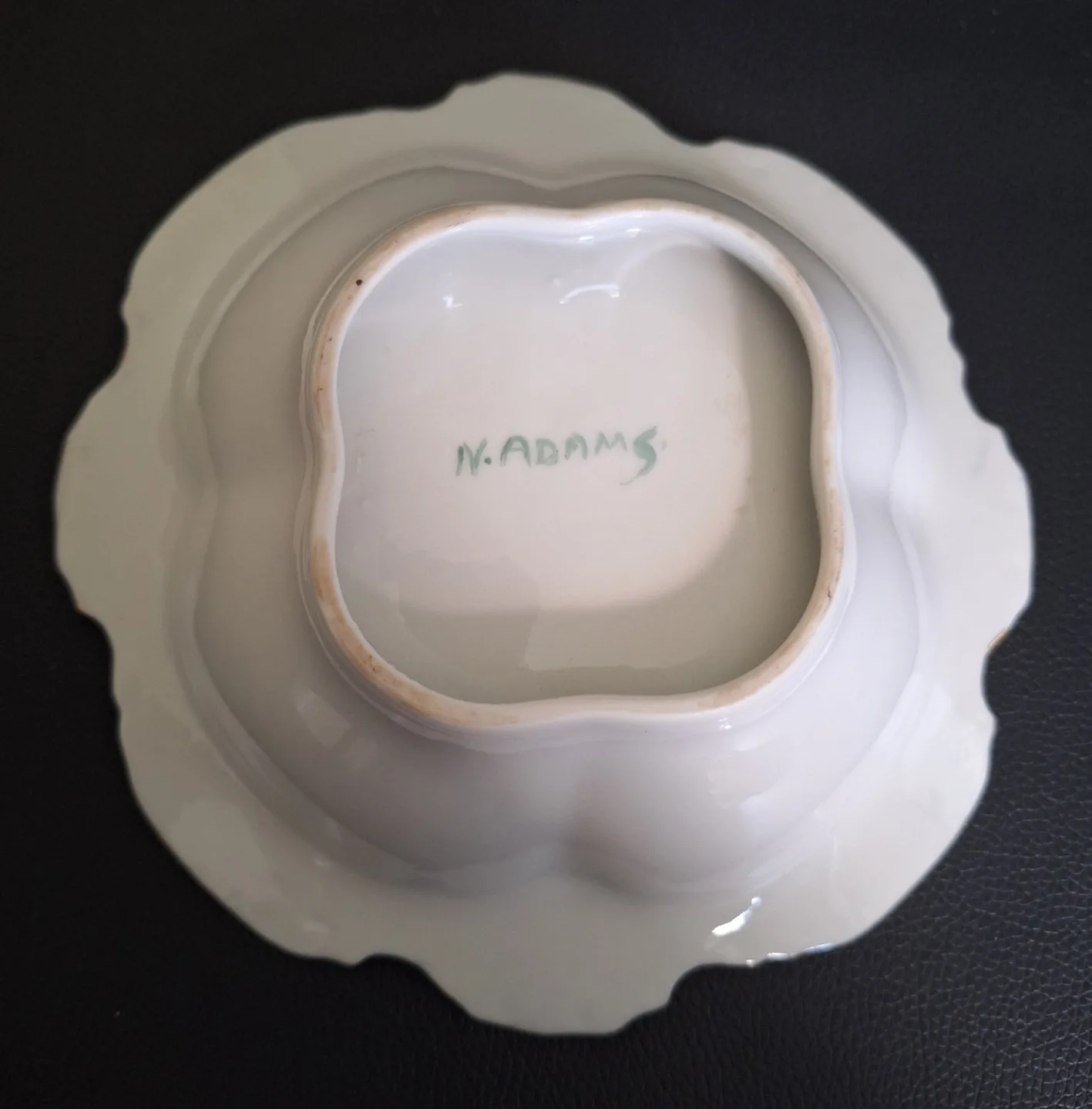 Antique N. Adams hand-painted porcelain bowl image indicator(8)