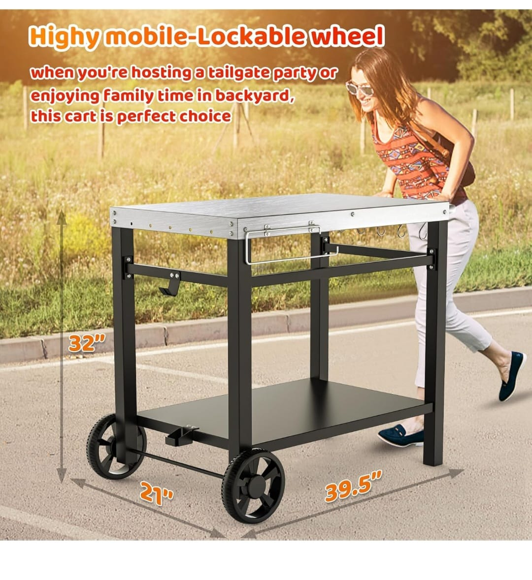 Outdoor Grilling Station with Two-Tier Cart - photo 3
