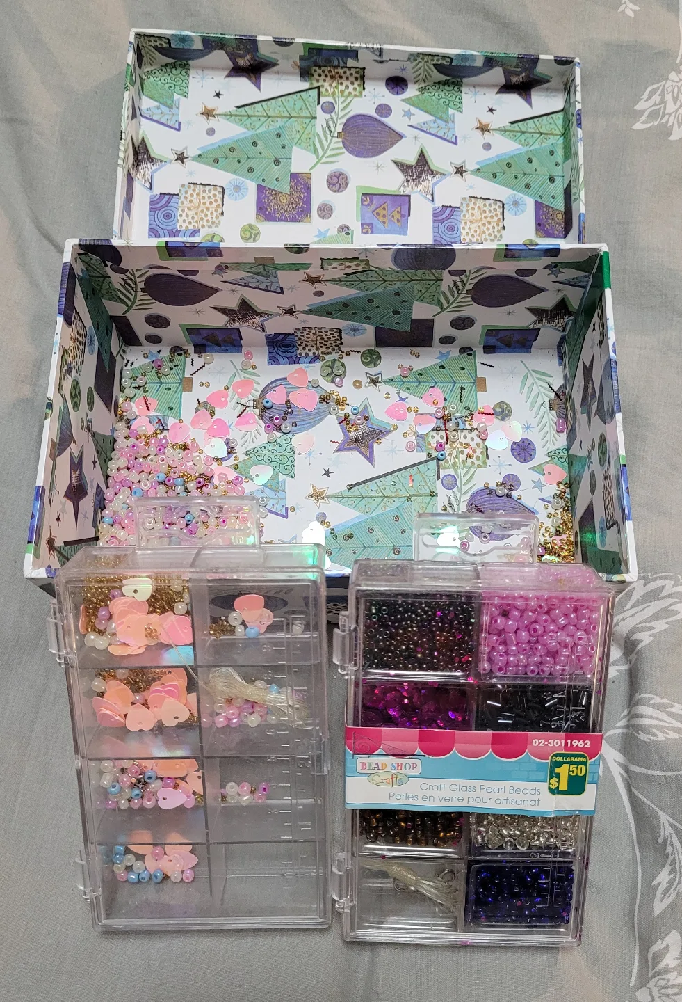 Craft box with assorted beads and sequins thumbnail