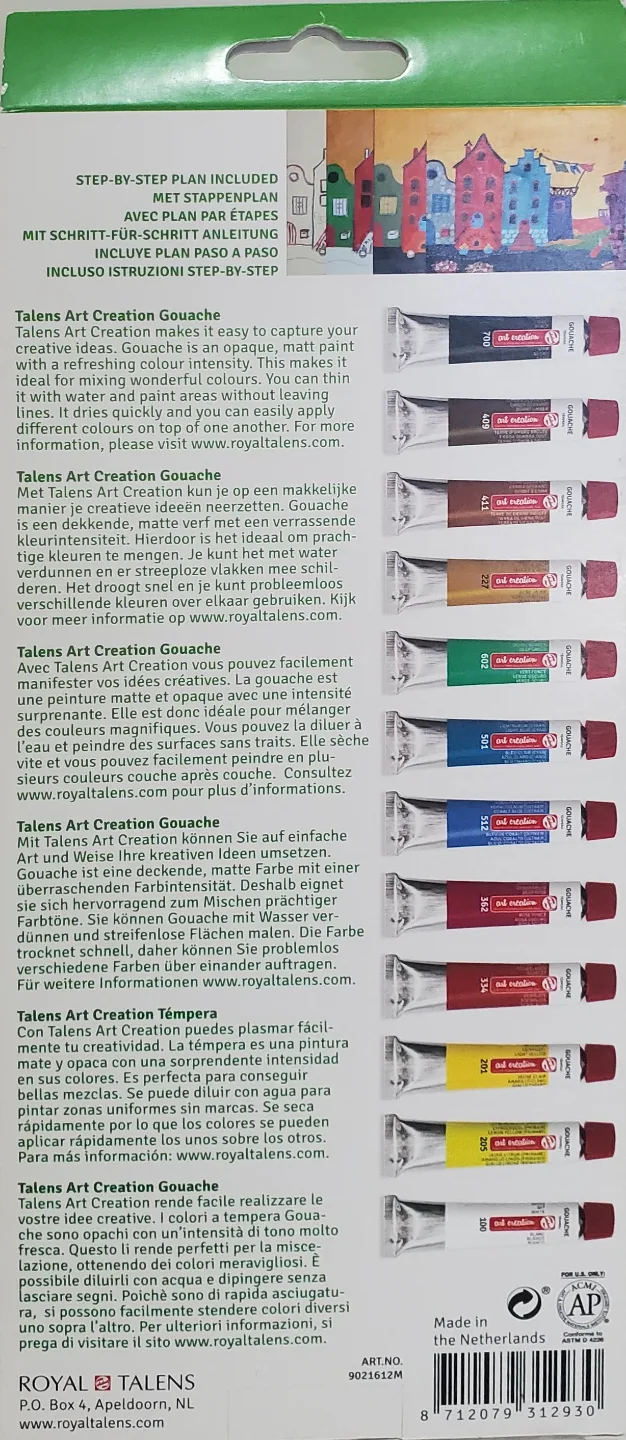 Talens Art Creation Gouache Paint Set - 12 x 12ml Tubes image indicator(3)