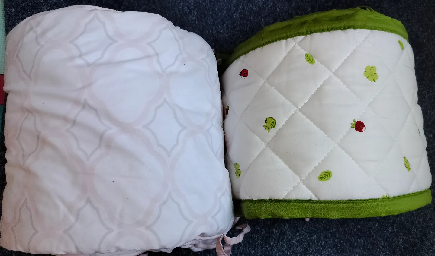 Two crib bumpers, pink and green image indicator(4)