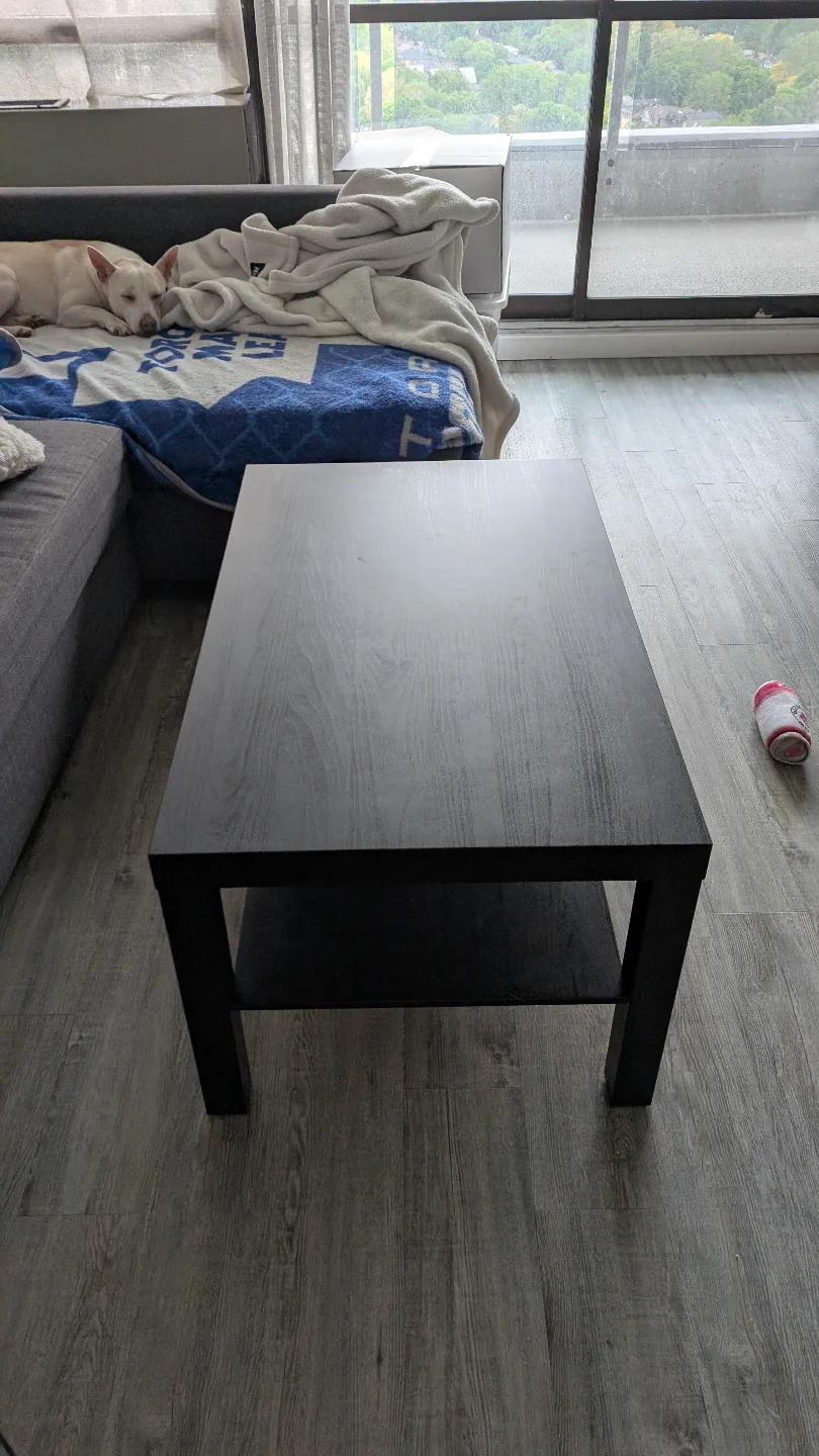 Black Square Ikea LACK Coffee Table with Shelf thumbnail