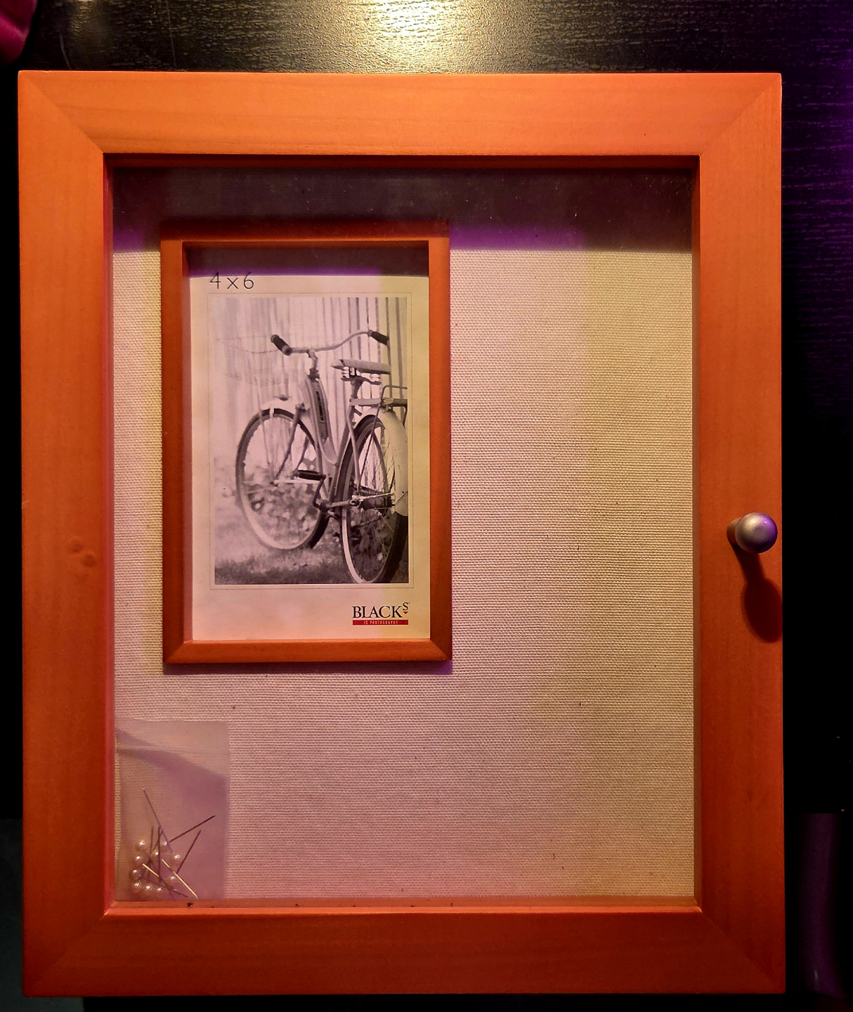Orange Wooden Shadow Box Photo Pinboard - photo 2