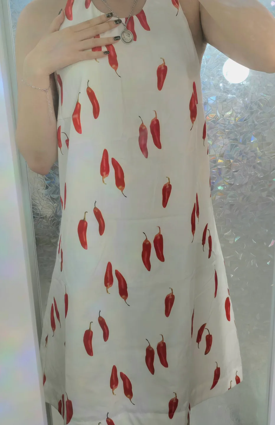 Red Chilli Pepper Print Mini Halter Dress thumbnail