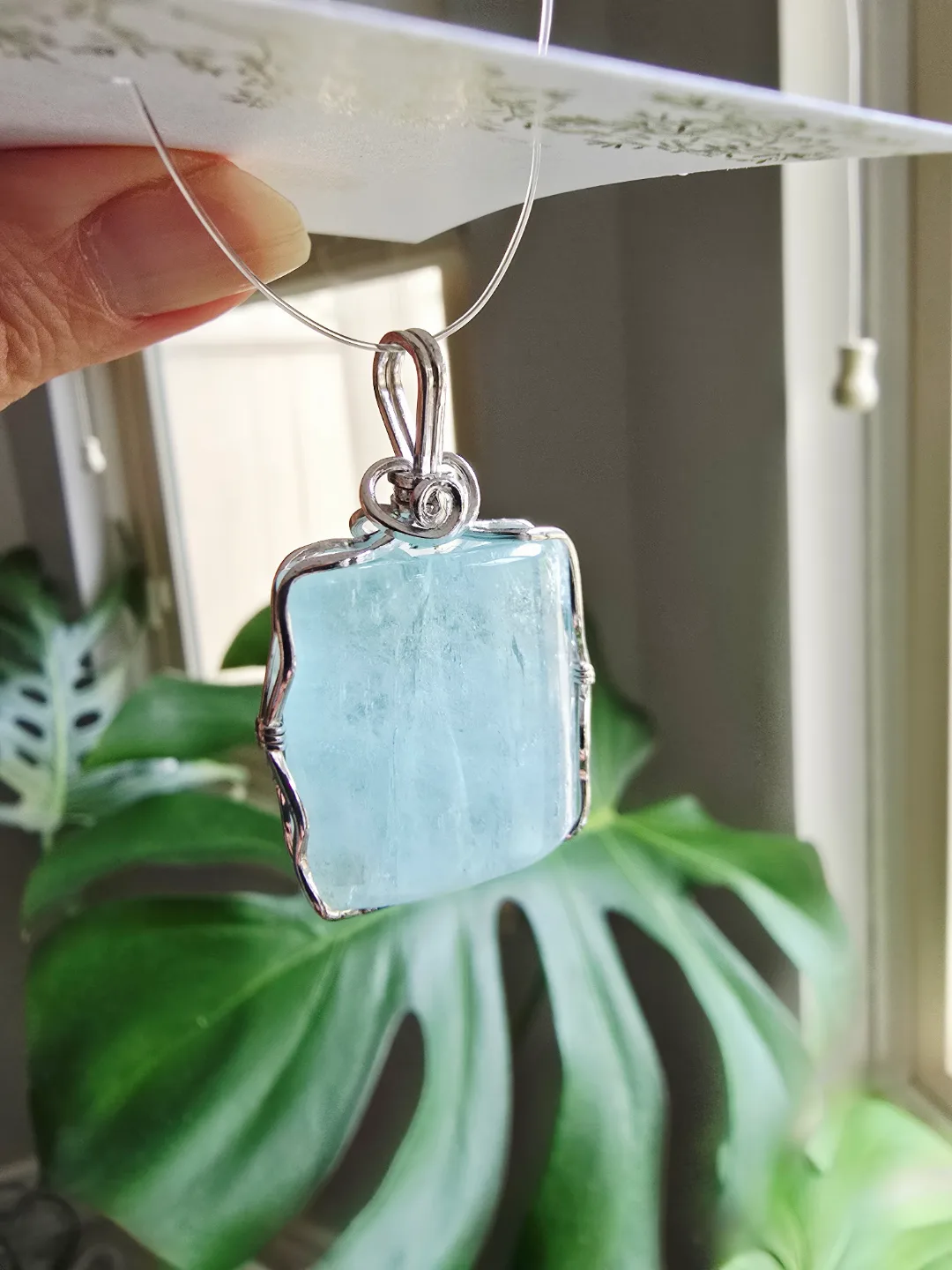 New Aquamarine natural gemstone pendant thumbnail