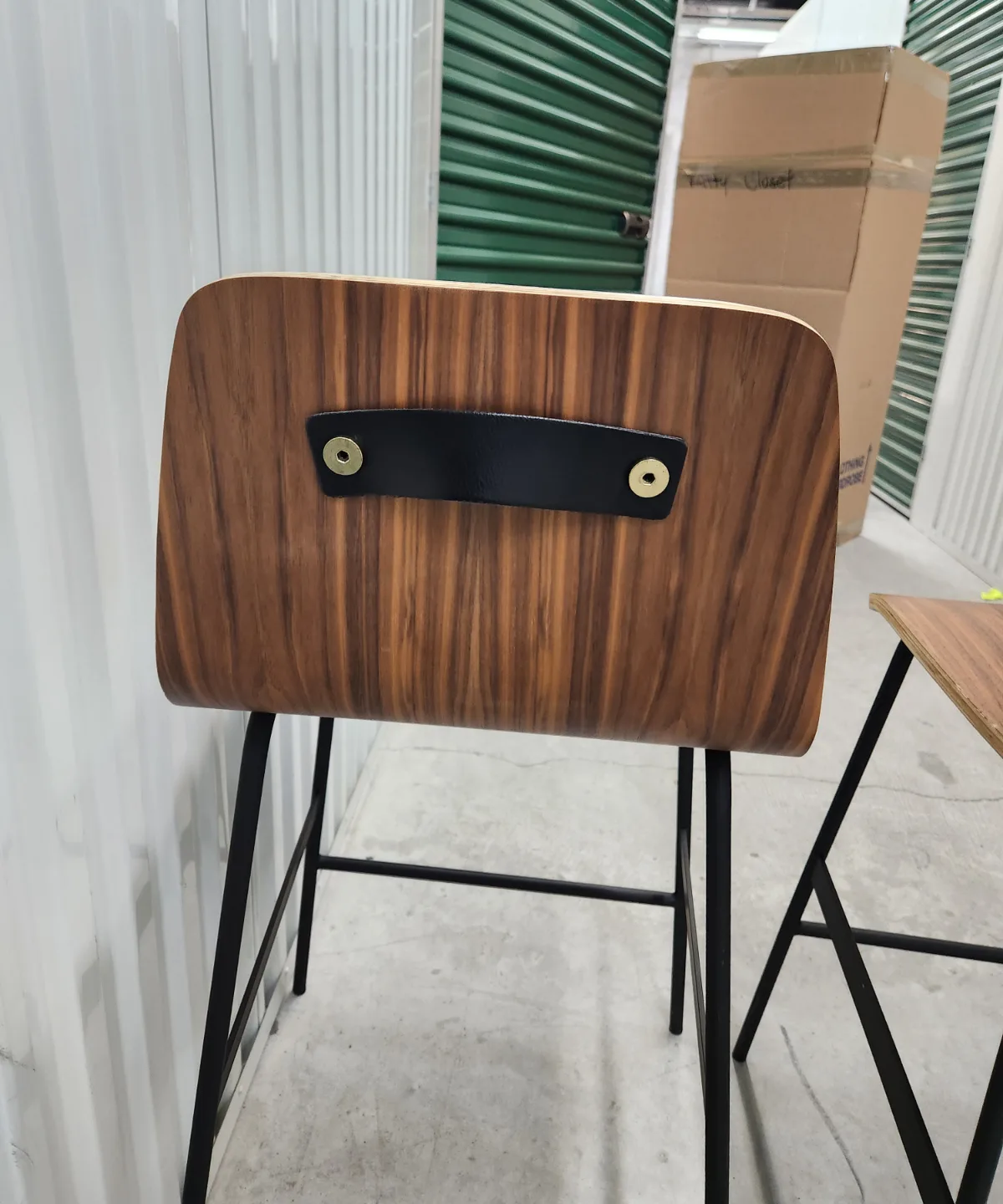 Set of Three Gus* Walnut Wood Bar Stools with Black Metal Legs image indicator(8)