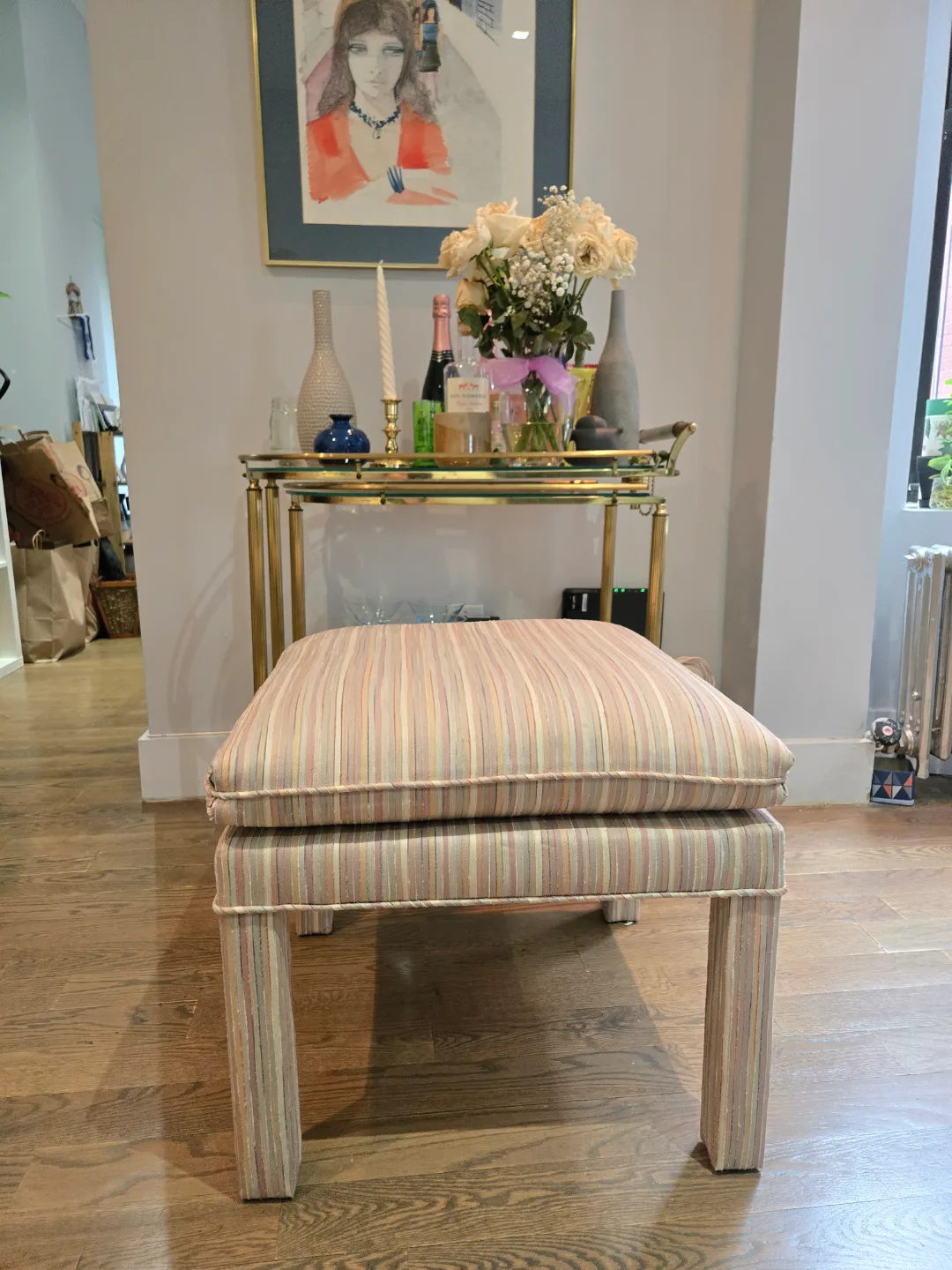 Mid-Century Modern Upholstered Ottoman thumbnail
