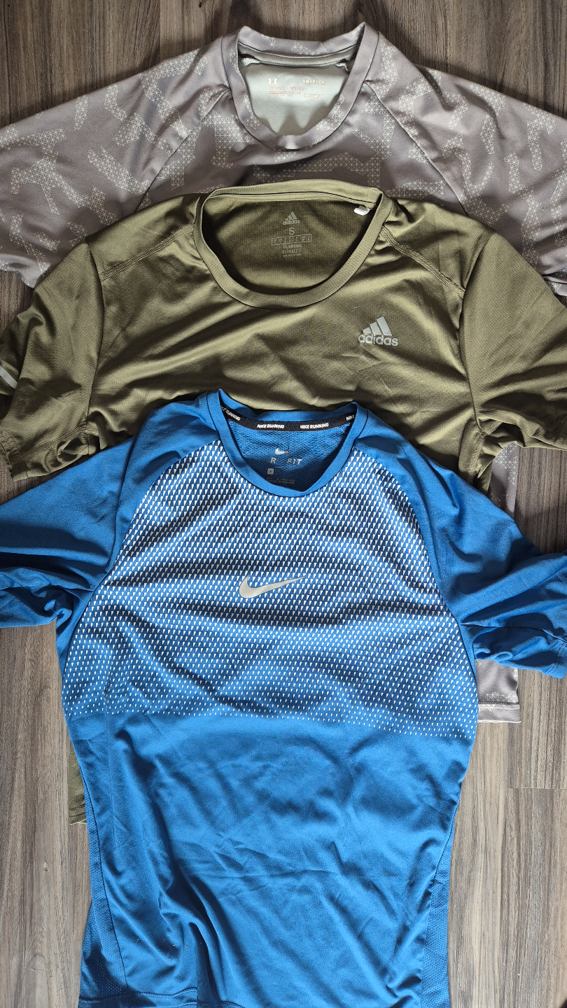 Three Running Shirts - Adidas, Nike, Under Armour