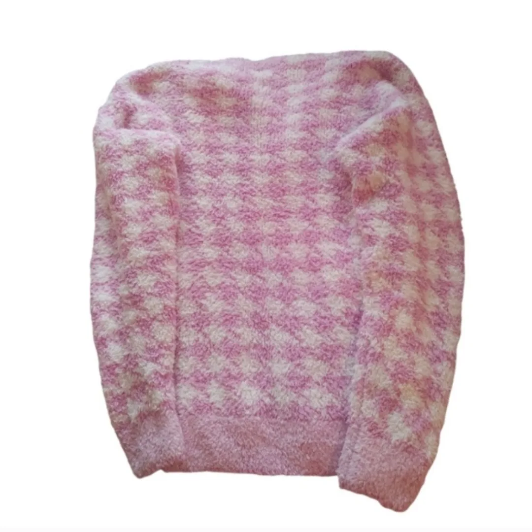 SKIMS Unisex Pink Petal Houndstooth Cozy Top image indicator(4)