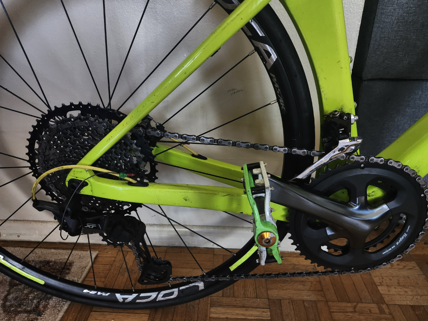 Lime Green Carbon Fibre Road Bike