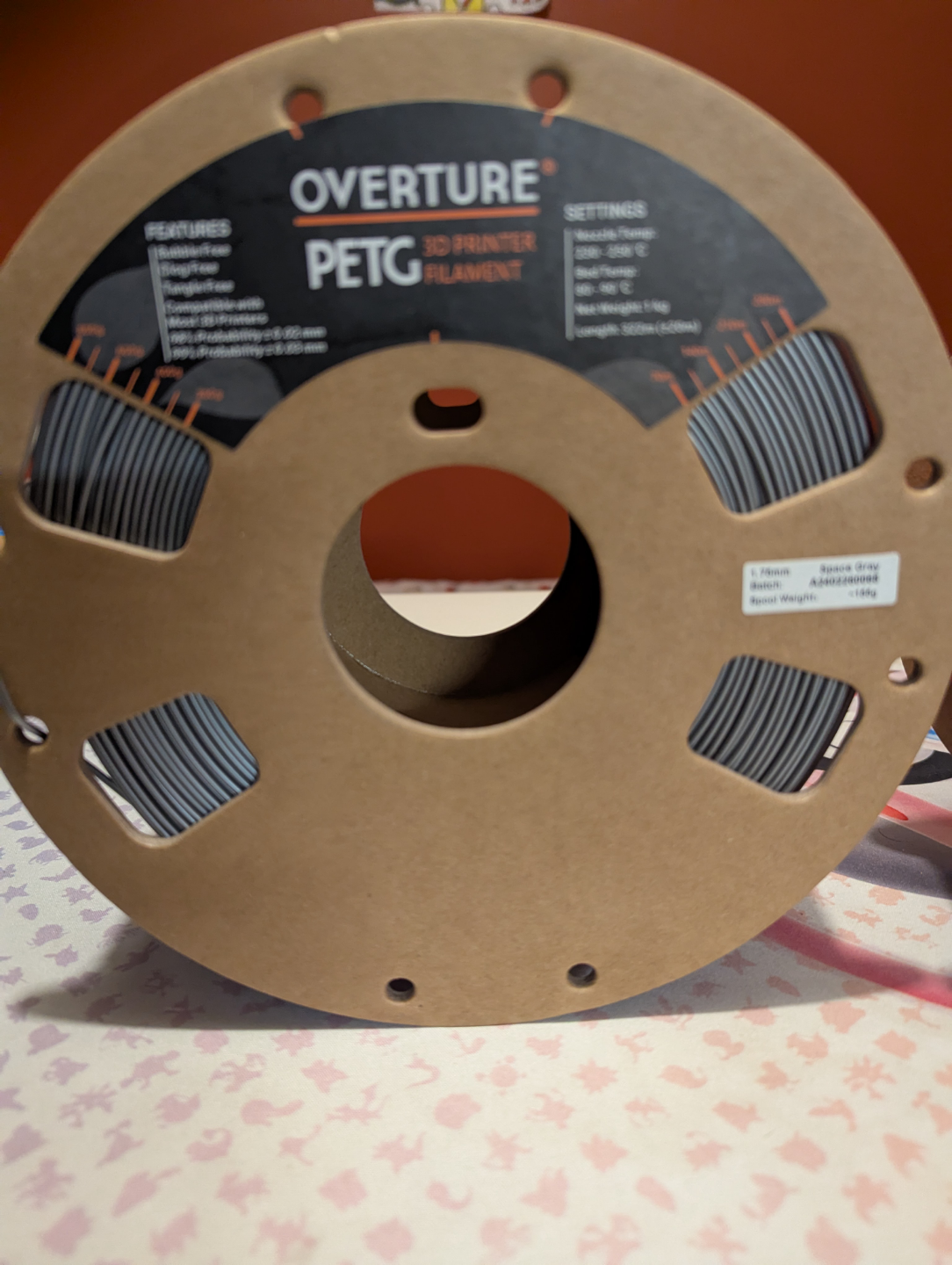 Overture PETG Filament - Red and Space Grey - photo 3