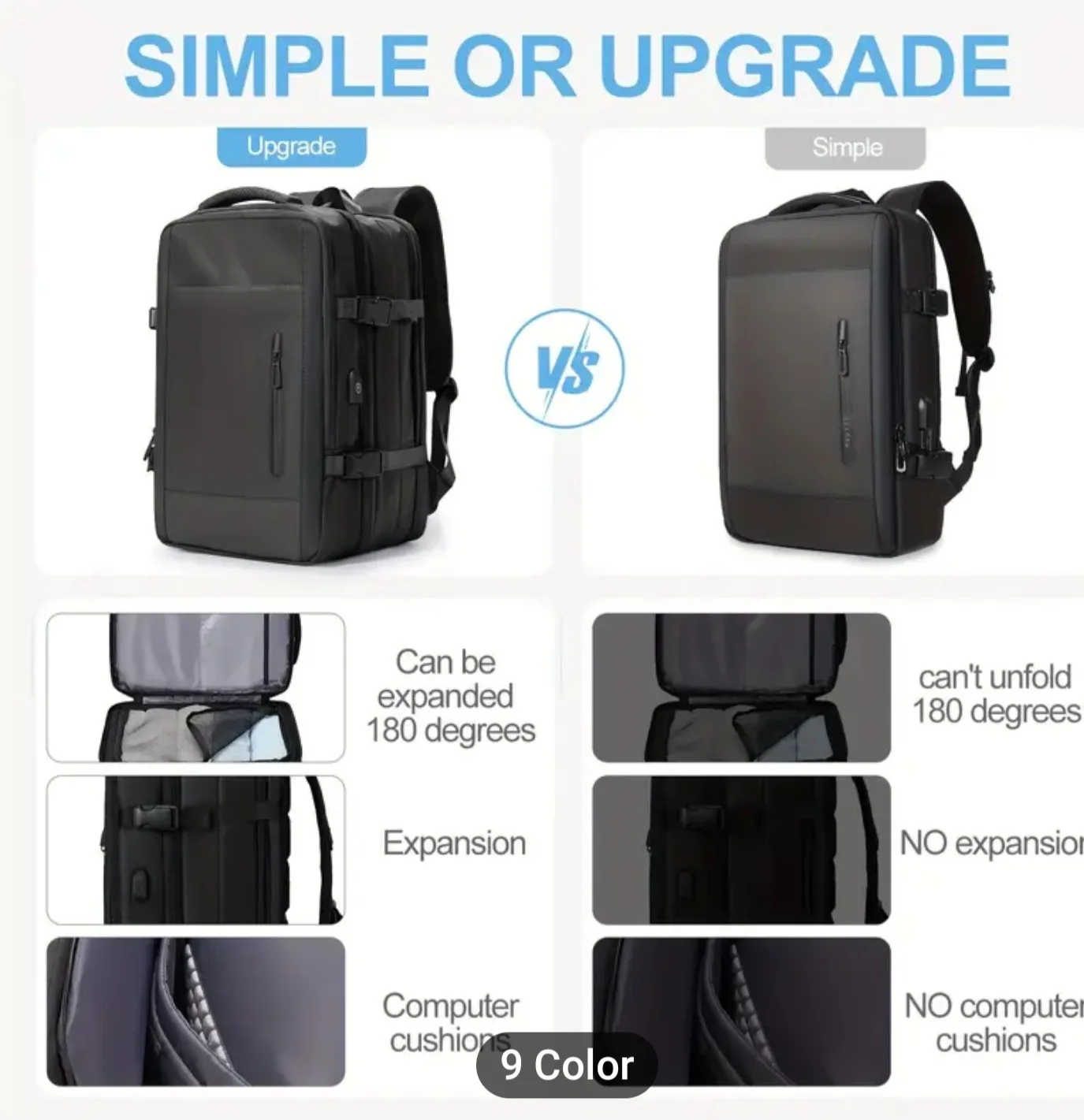 Expandable Travel Backpack - Royal Blue image indicator(9)