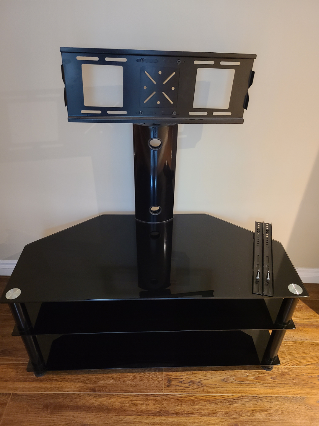 Black Glass TV Stand with TV Mount - photo 2