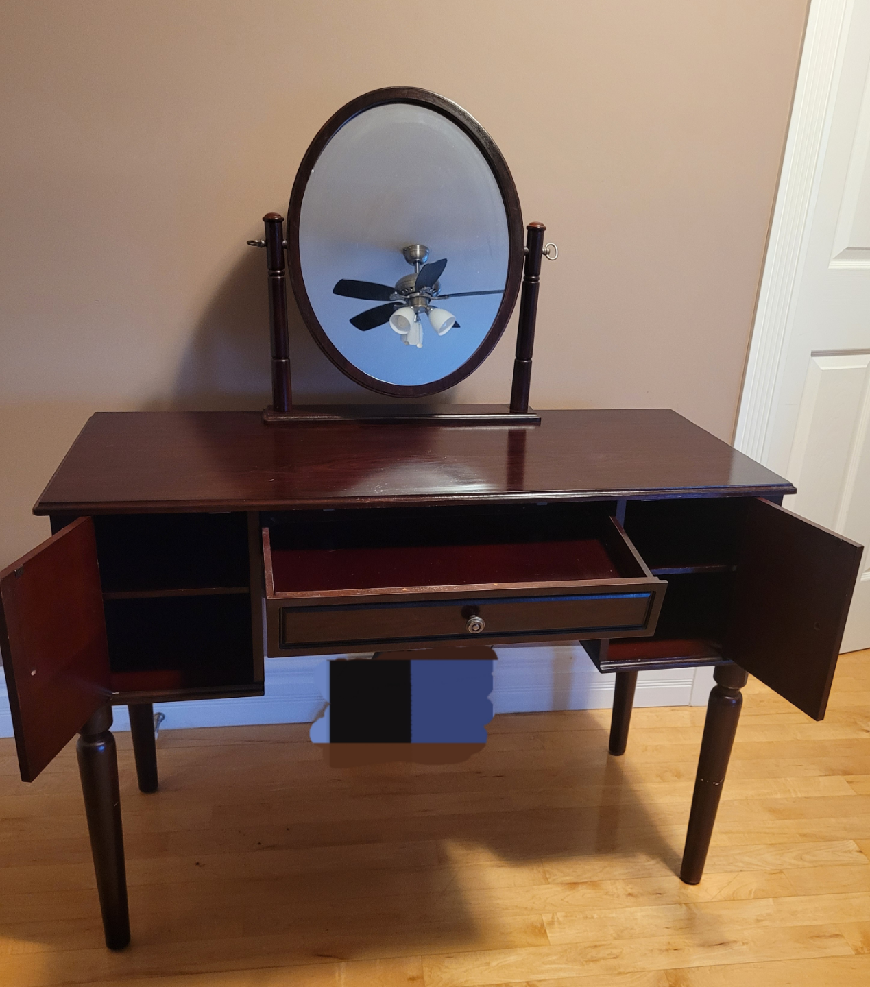 Dark Wood Vanity with Mirror - photo 2