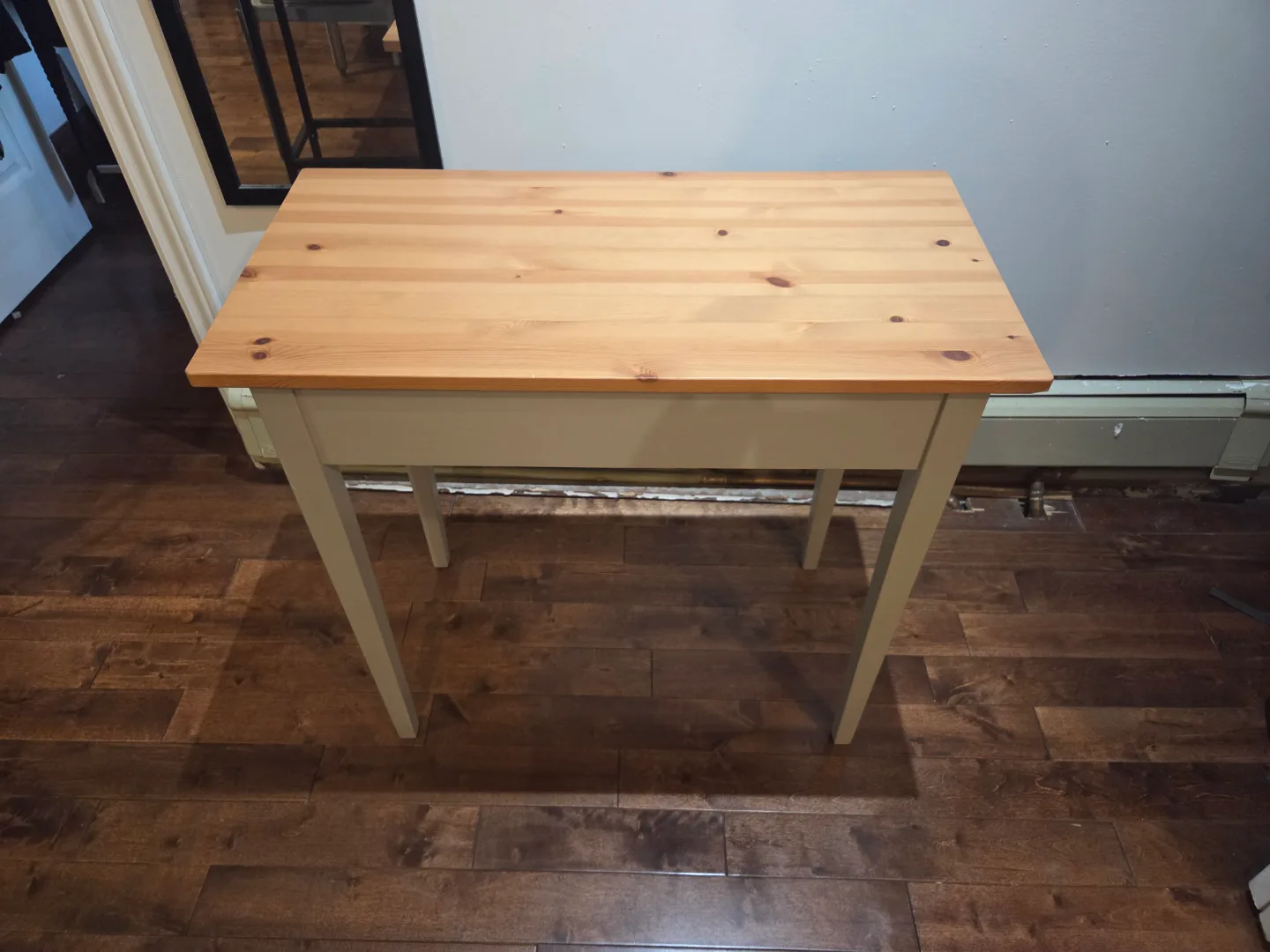 Wooden desk with cord management and draw thumbnail