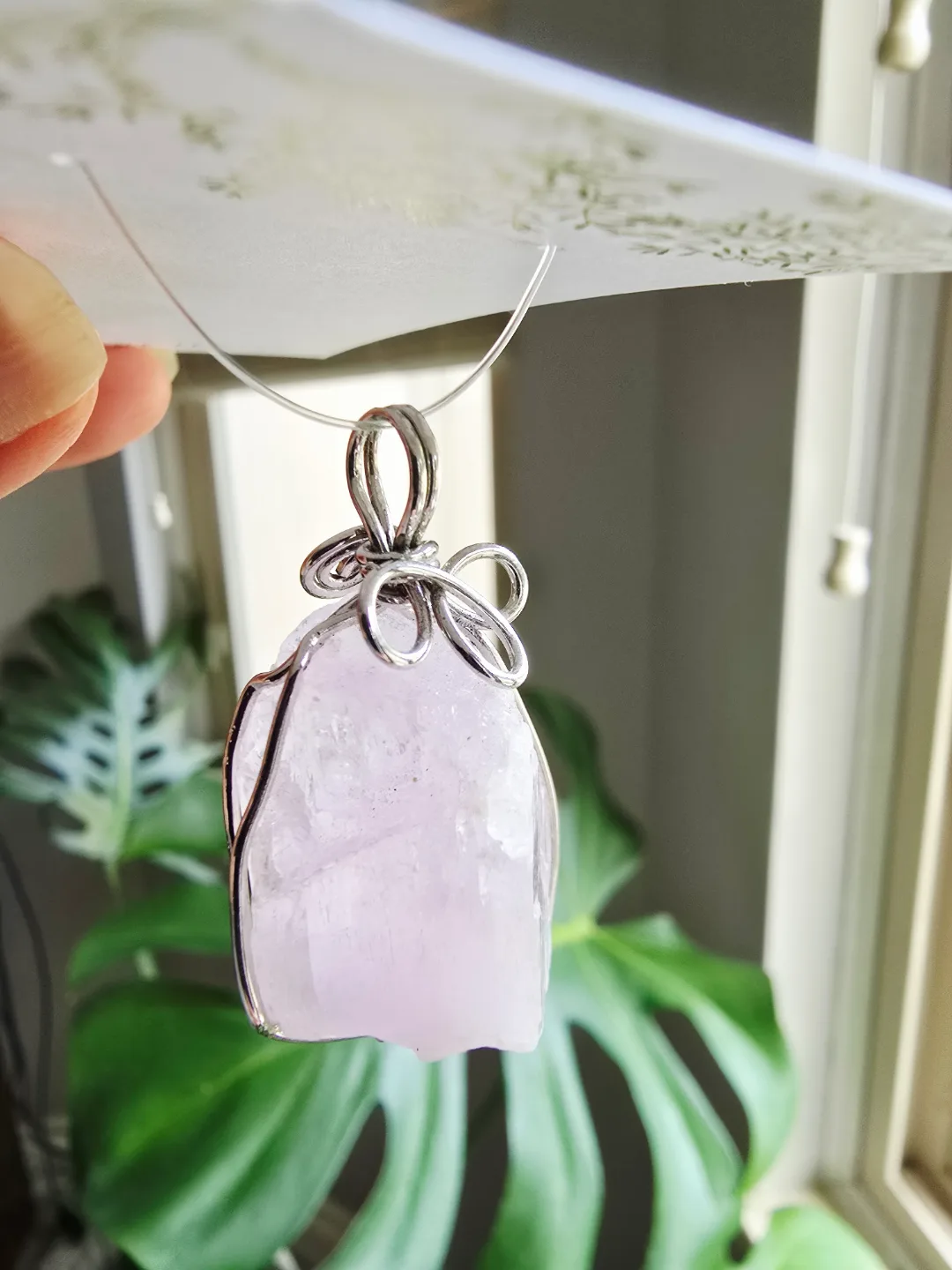 New Kunzite natural gemstone pendant thumbnail