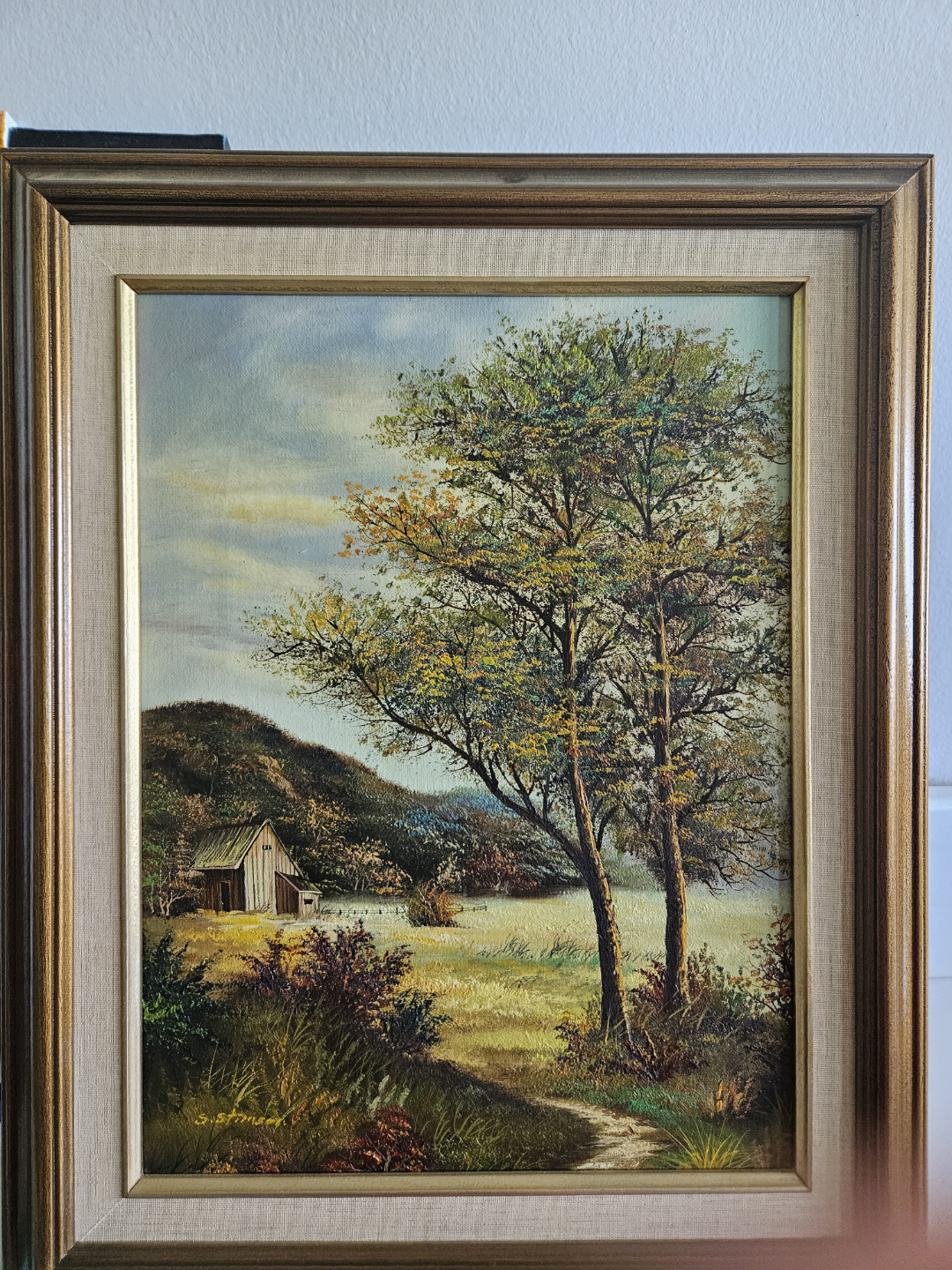 Framed landscape painting
