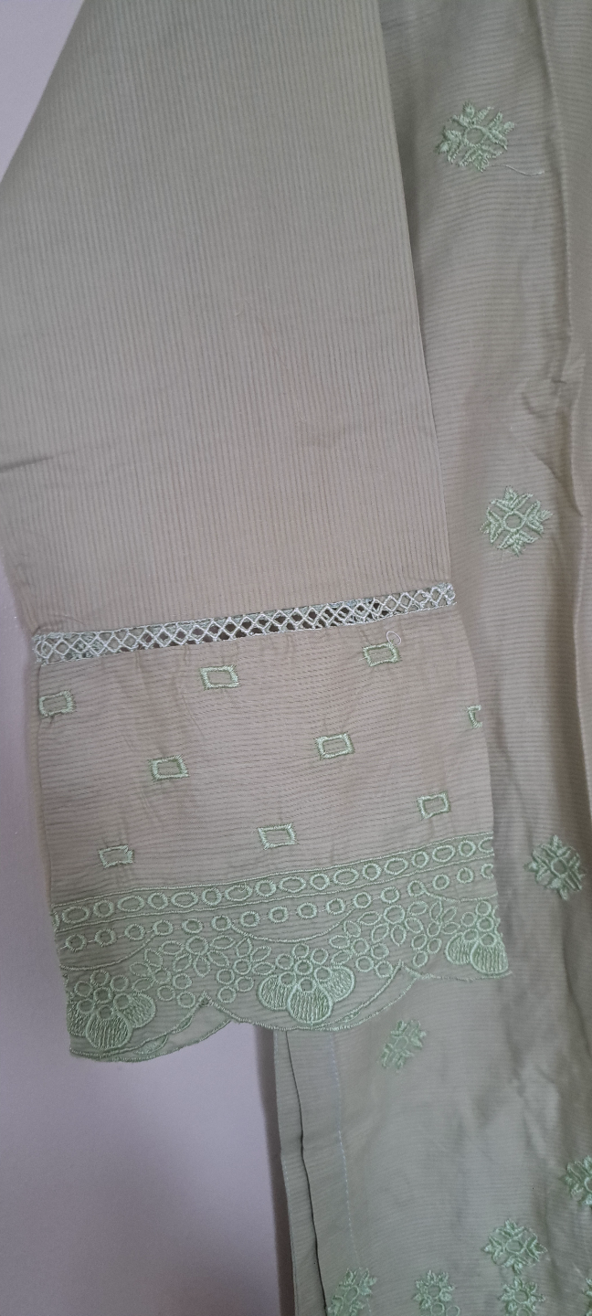Women's Sage Green Embroidered 3/4 Sleeve Top and Trousers - photo 2
