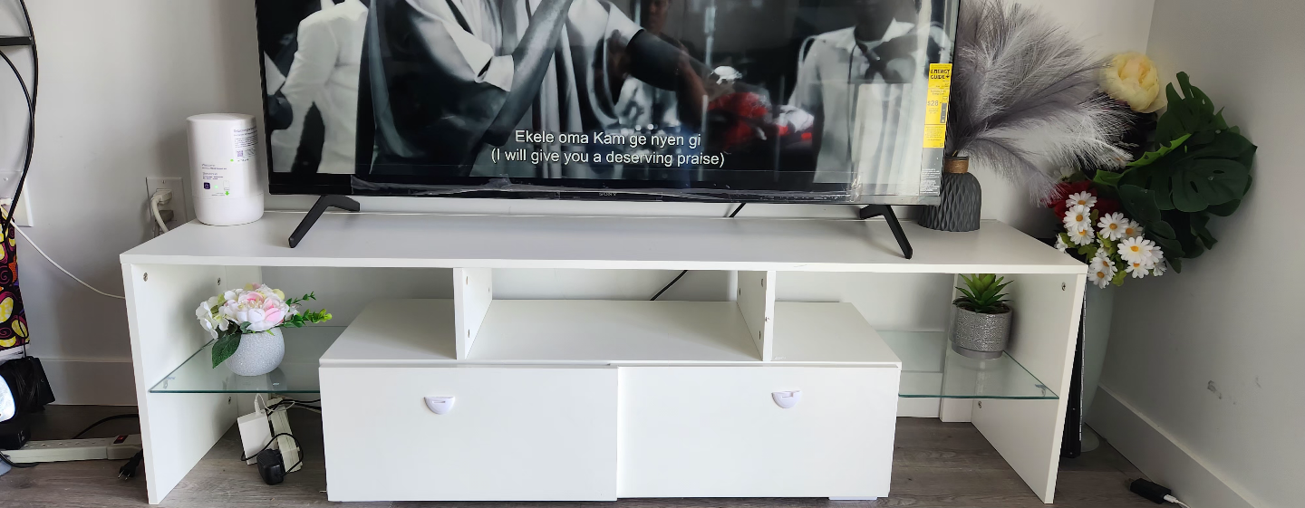 White TV Stand with Storage - photo 3