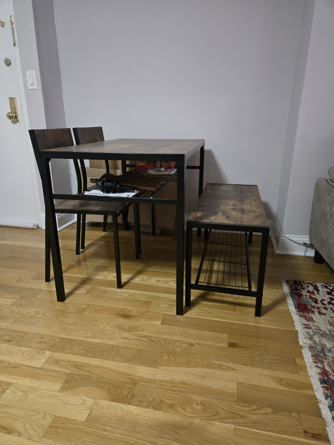 Rustic Brown 3-Piece Dining Set with Bench