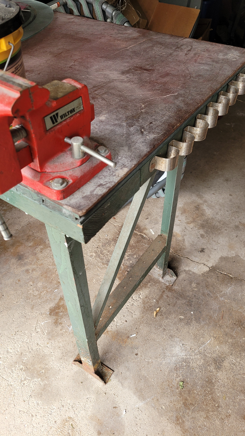 Vintage Metal Workbench with Vise - photo 3