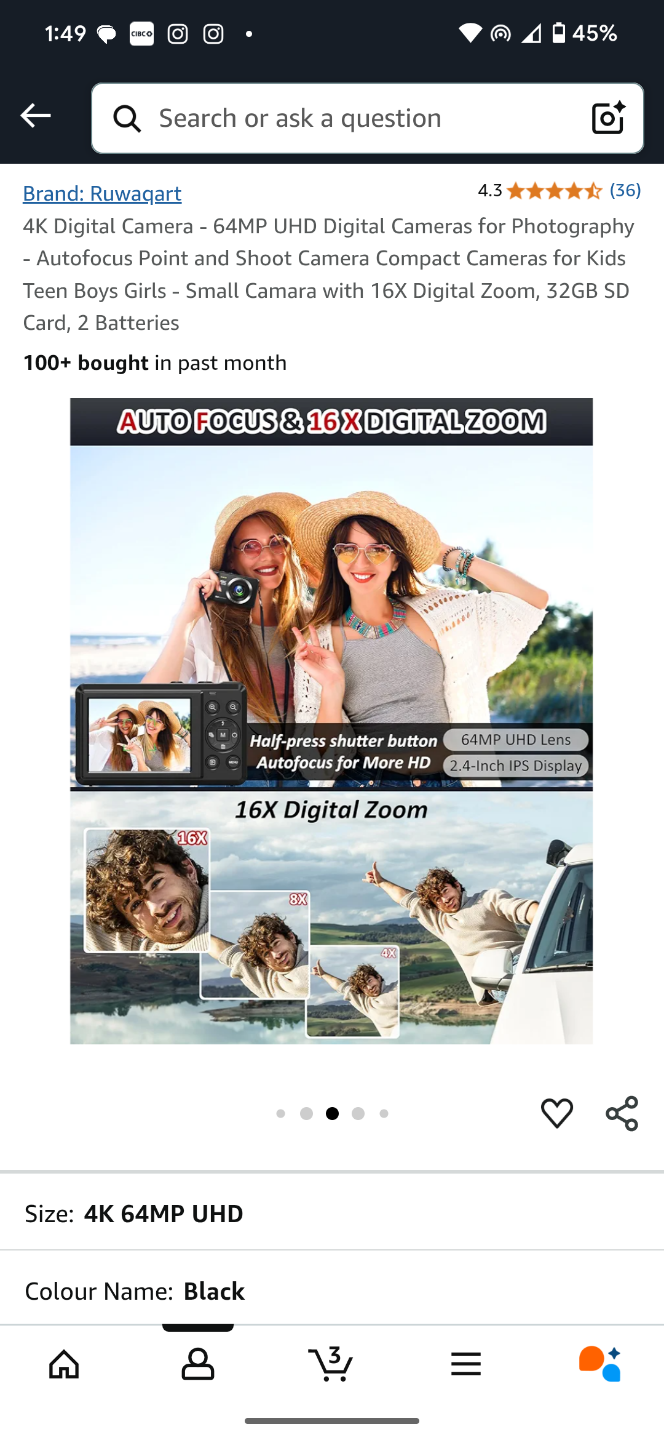 brand new 4K 64MP Digital Camera - Black for sale - photo 5