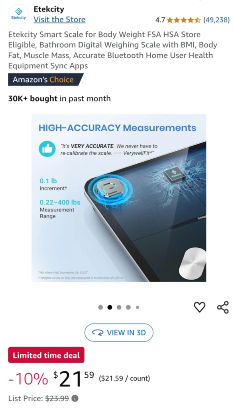 Etekcity Bluetooth Smart Scale, track with fitness apps - photo 2