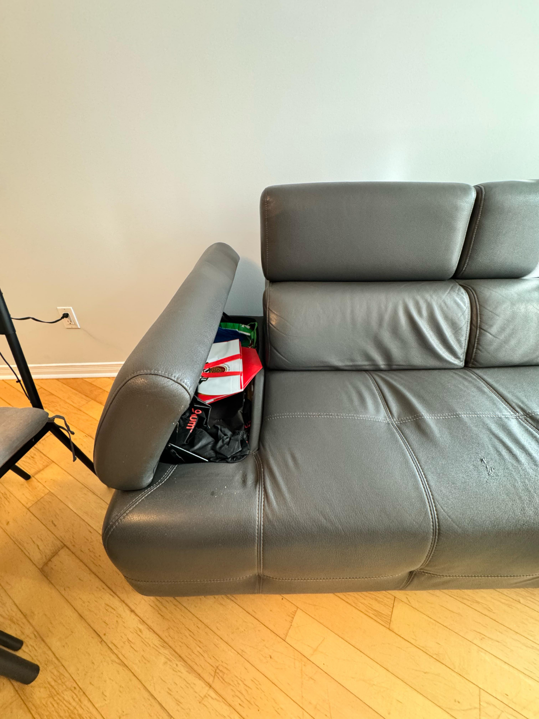 MOVE OUT SALE - Dark Grey Leather Sectional Sofa - photo 3