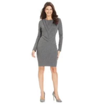 Vince Camuto Size 4 Grey Knit Dress with Lining thumbnail