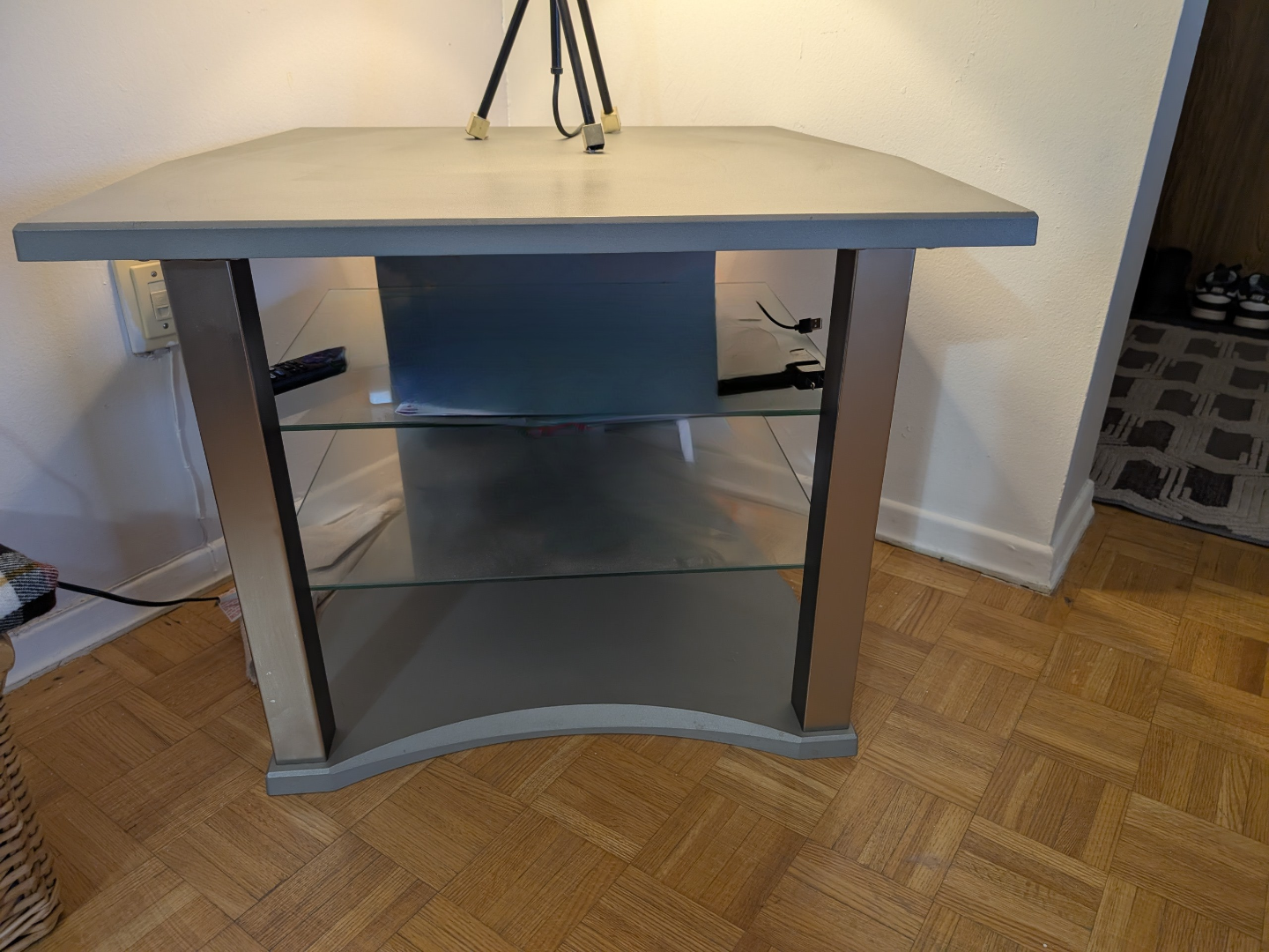 Grey and Silver Entertainment Stand