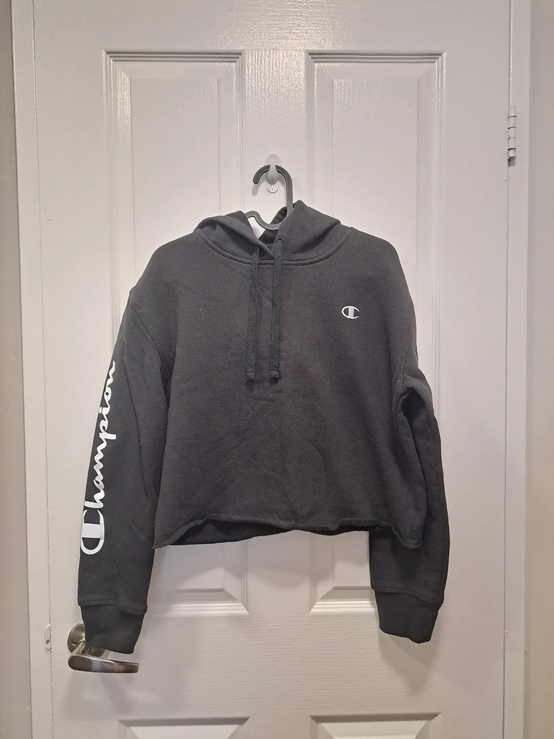 Champion Brown Cropped Hoodie Sz M-L thumbnail