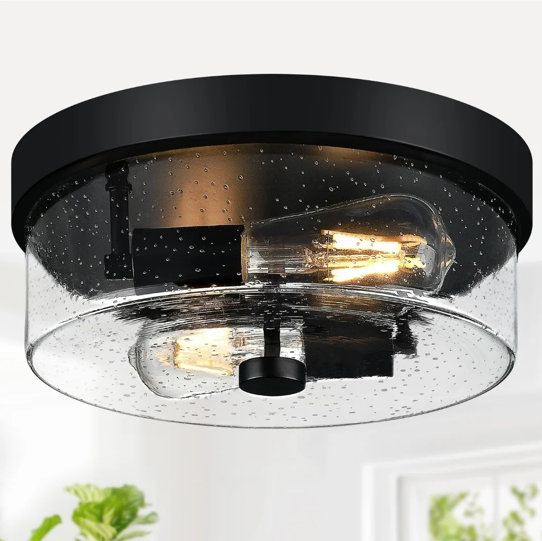 Matte Black 2-Light Flush Mount Ceiling Light Fixture thumbnail