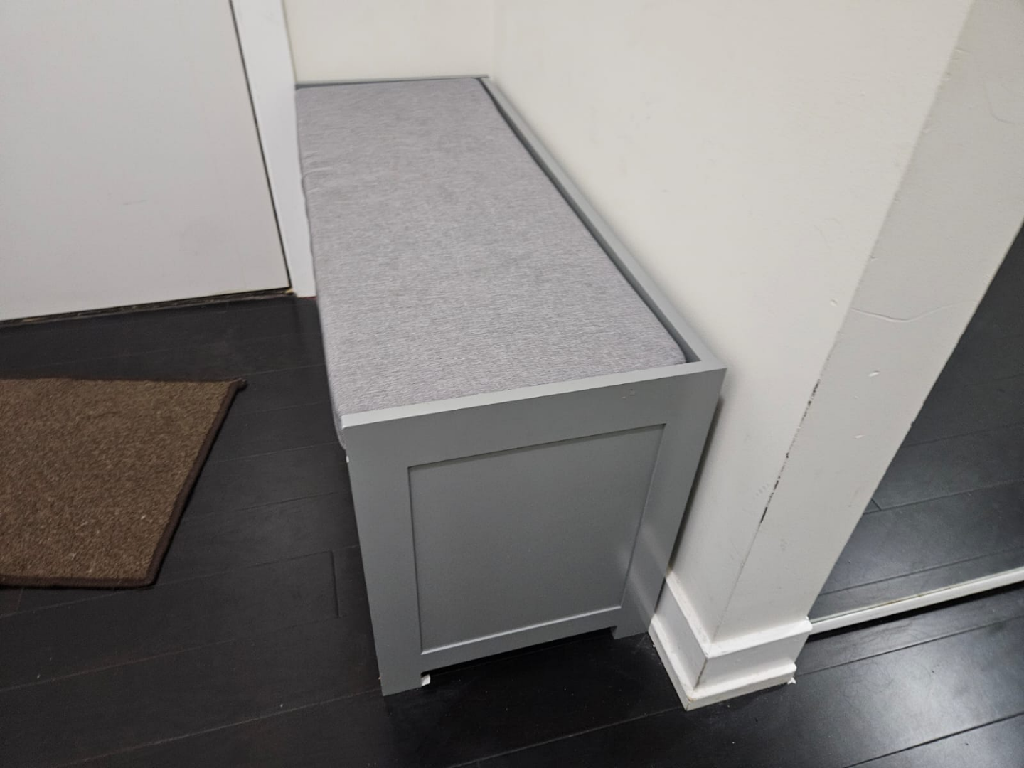 Grey Storage Bench with Cushioned Seat - photo 3