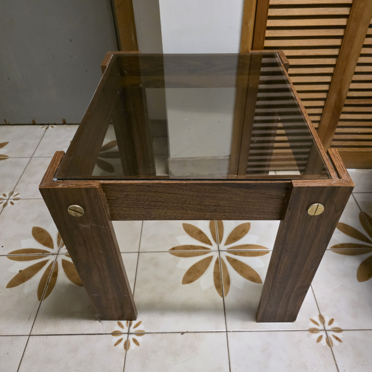 Mid-Century Modern Glass-Top Side Table