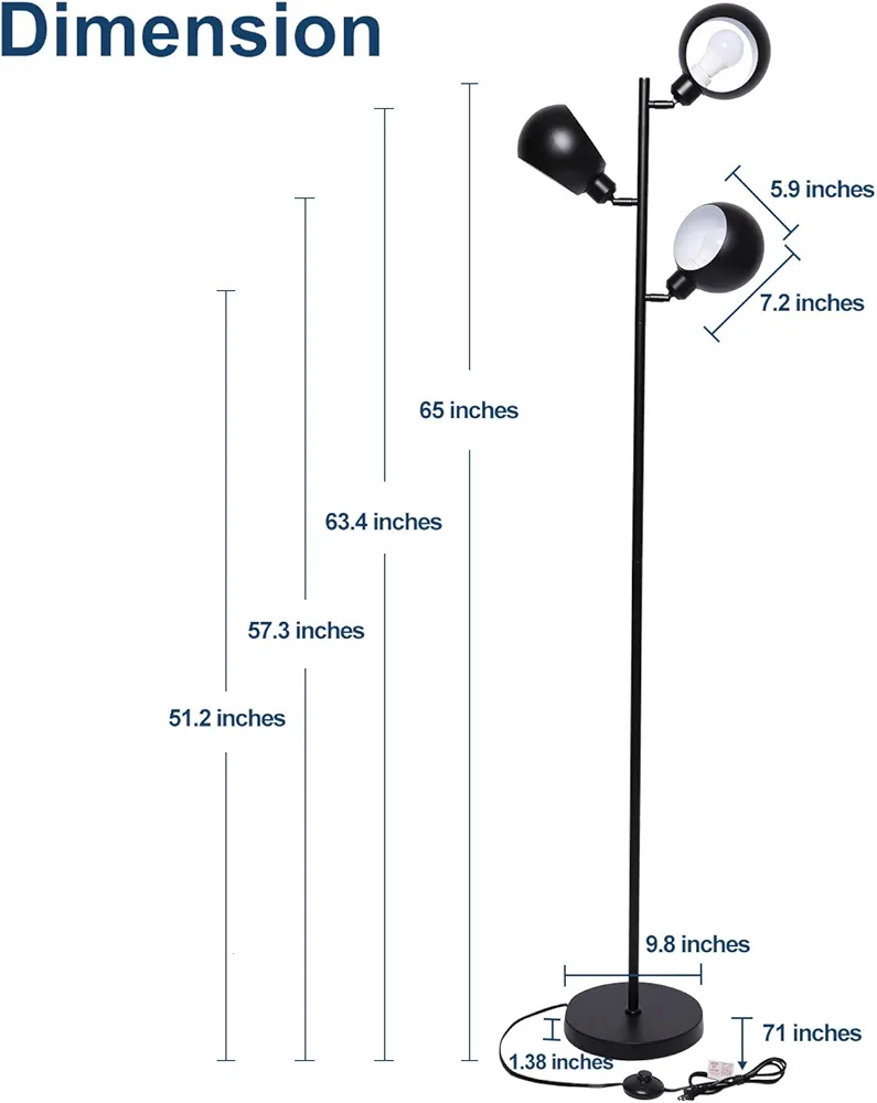 Black 3-Light Tripod Floor Lamp - photo 2