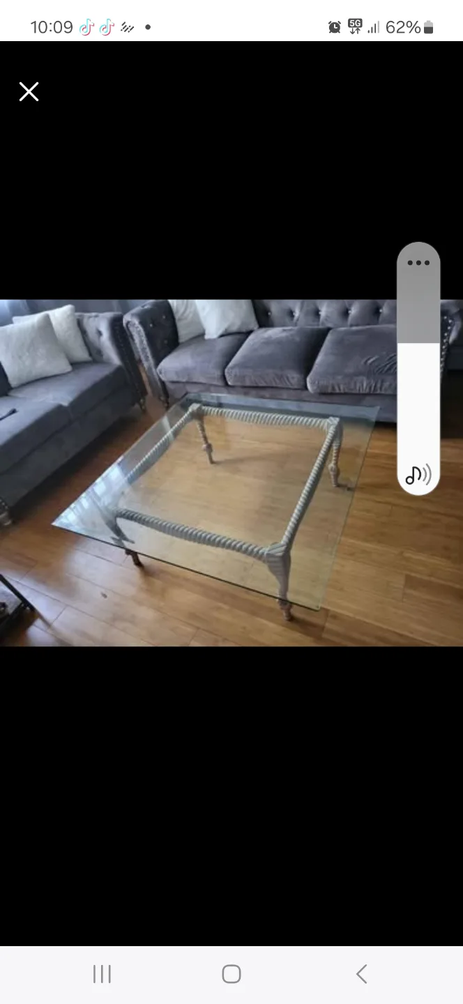 Glass Top Coffee Table with Rope-Design Frame thumbnail