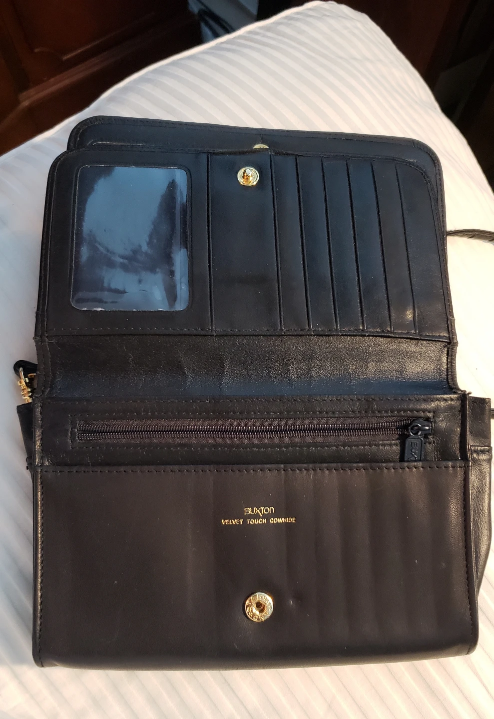 Buxton Velvet Touch Cowhide Black Leather Cross-body Bag - photo 3