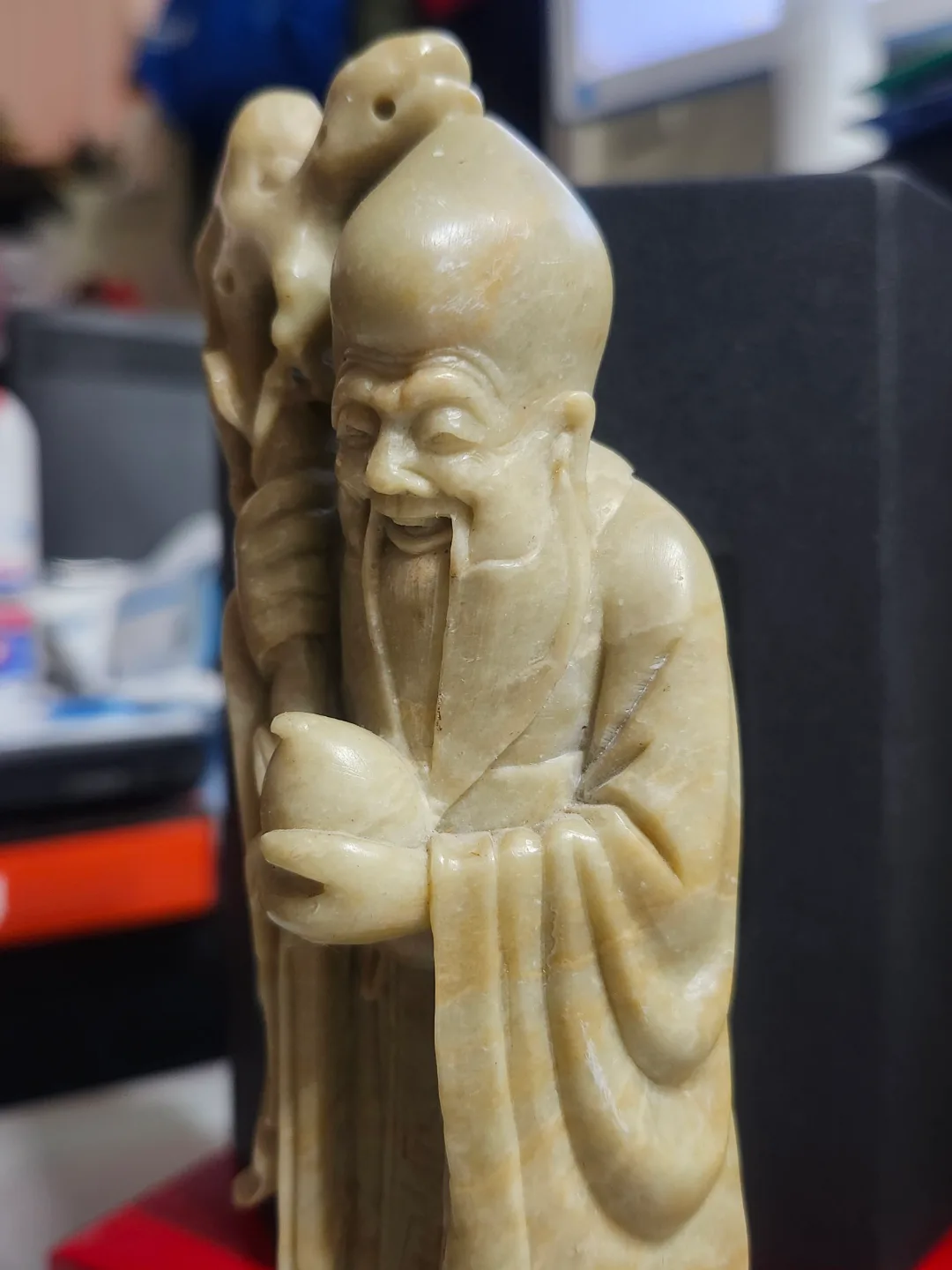 Antique Chinese Soapstone Shoulao Carving thumbnail