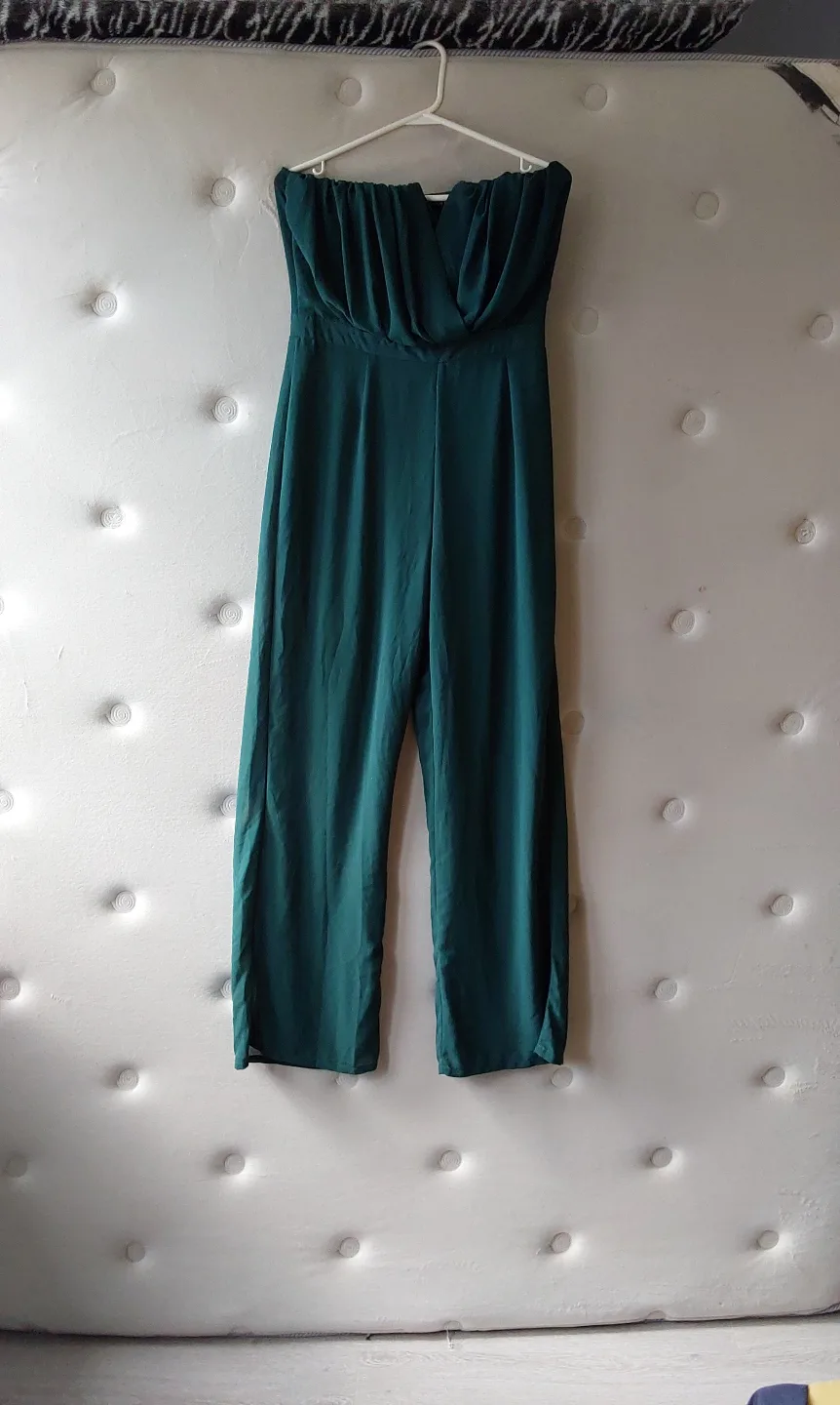 Revamped - Emerald Green Strapless & Wide Leg Jumpsuit thumbnail