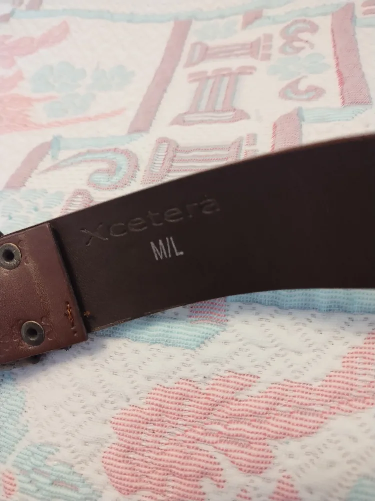 🧡Vintage Brown Leather Belt with Ornate Buckle image indicator(6)