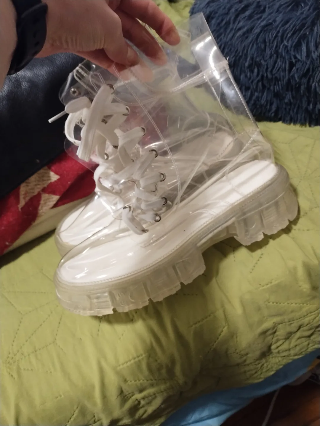 Clear see-thru Combat Jelly Platform Boots rare image indicator(3)