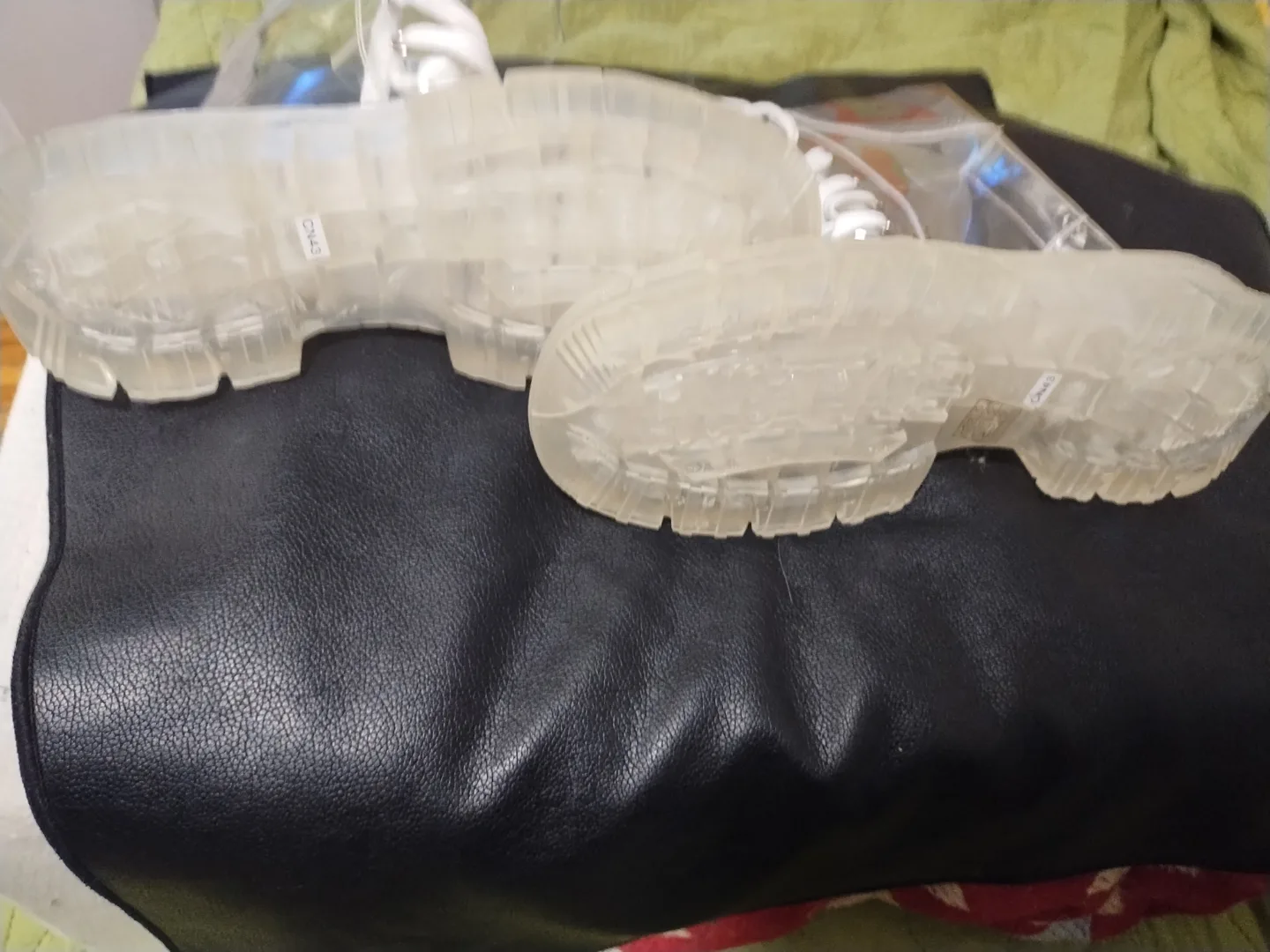 Clear see-thru Combat Jelly Platform Boots rare image indicator(5)
