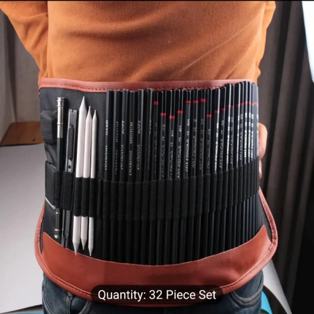 33-Piece Professional Sketch Pencil with Case and Belt image indicator(6)