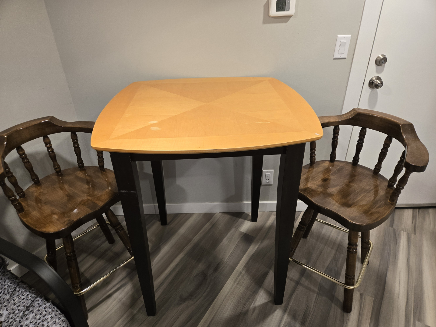 Malaysian Square Table with Two high chair. Negotiable